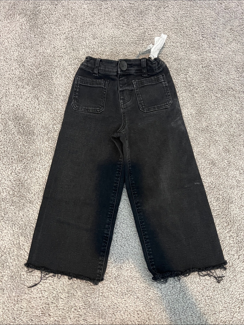 Zara Black Wide-Leg Frayed Hem Jeans for Kids